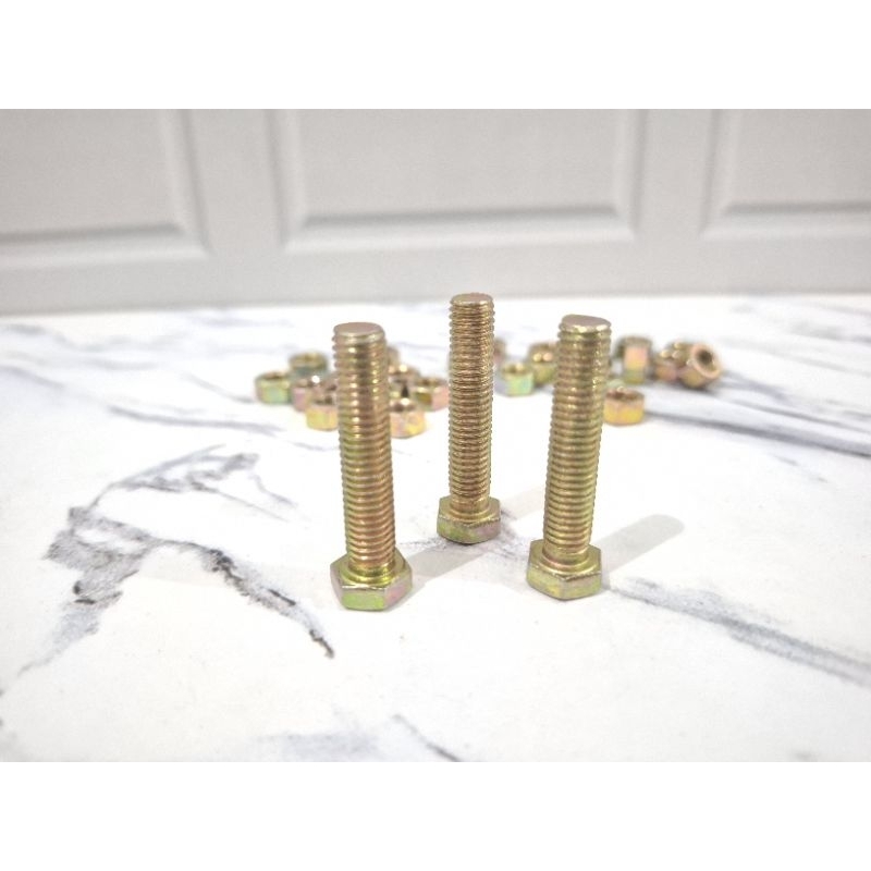 Baut Kuning 8x40mm/ Baut Mur Hexagon Kuning / Baut Mur Hex