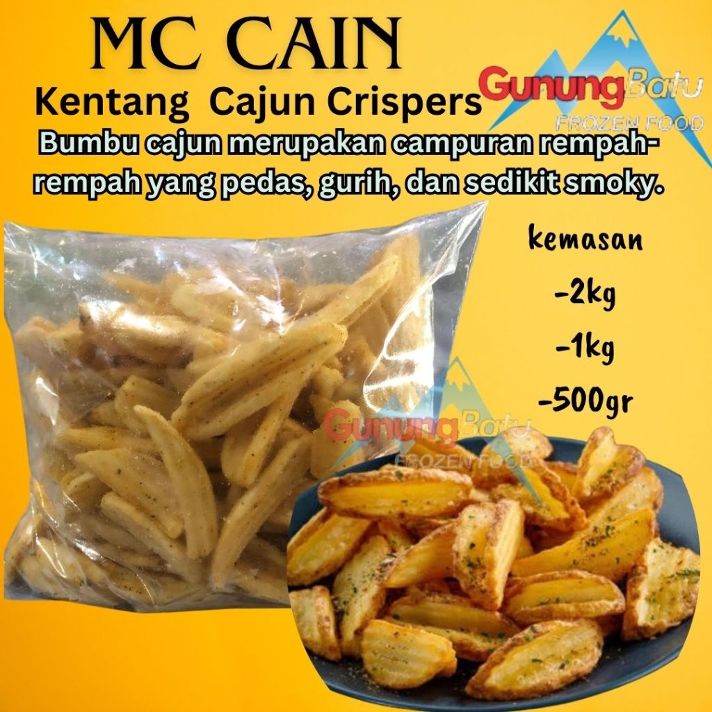 

MC CAIN KENTANG GORENG CAJUN CRISPERS KEMASAN 2KG/1KG/500GR