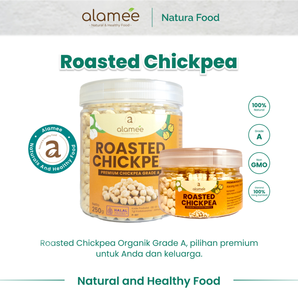 

ALAMEE Kacang Arab Panggang Roasted Chikpea Kacang Adas Gurih Matang Siap Makan PREMIUM 250gr