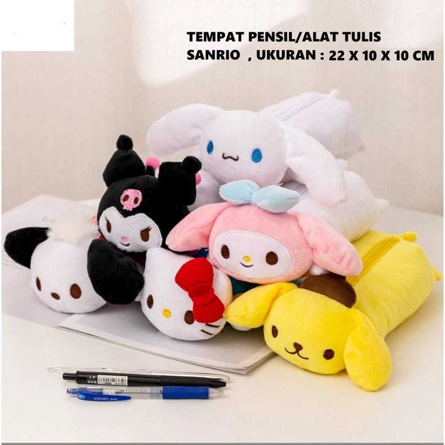 

Tempat Pensil Kotak Pensil karakter Sanrio Fluffy doll Tempat Pensil Bulu Kepala Boneka Sanrio