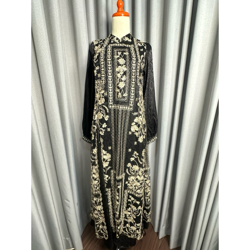 PRELOVED NAWASANA AMBER DRESS BLACK SATIN PREMIUM