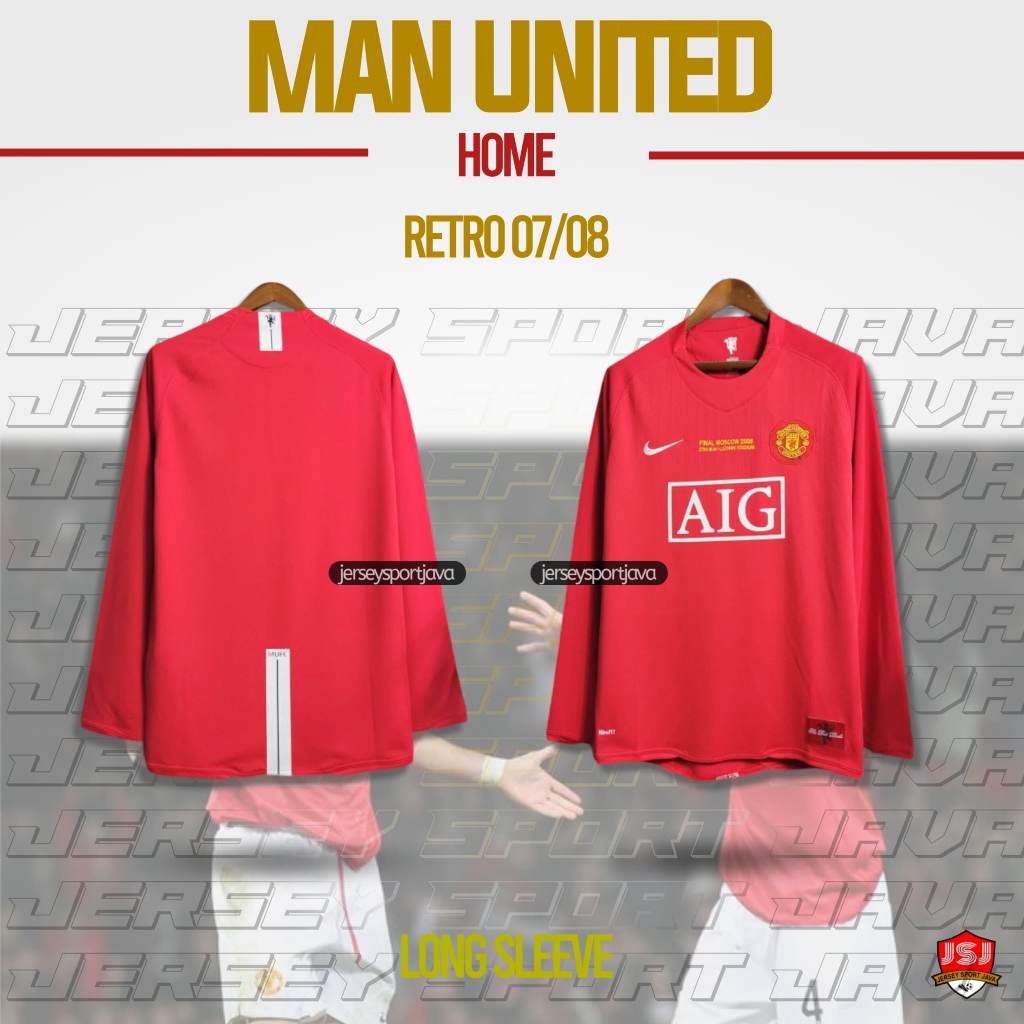 ( READY STOK ) LENGAN PANJANG JERSEY BAJU BOLA RETRO VINTAGE MU HOME FINAL MOSCOW 2008 - HIGT QUALIT