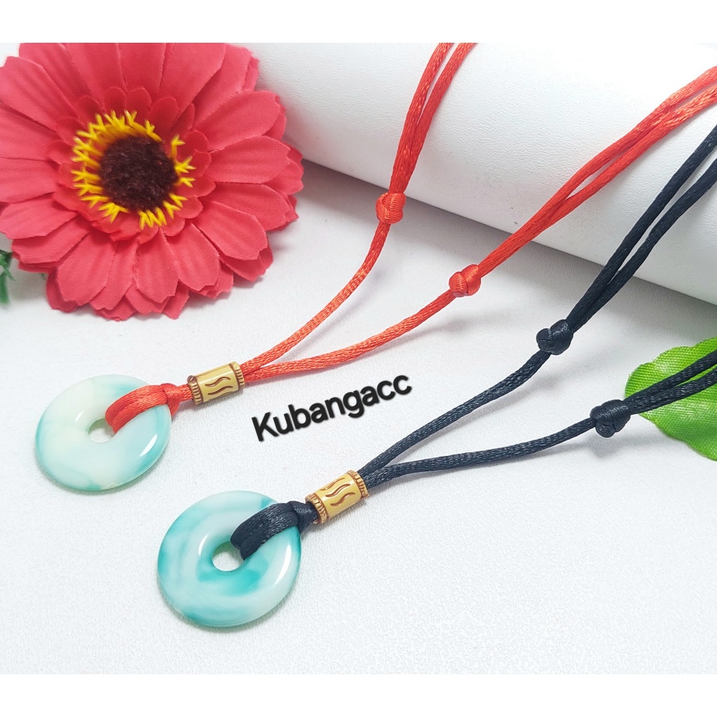 Kubangacc - Kalung Tali Liontin Koin Kalung Tali Liontin Giok Kalung Pria Wanita Kalung keren