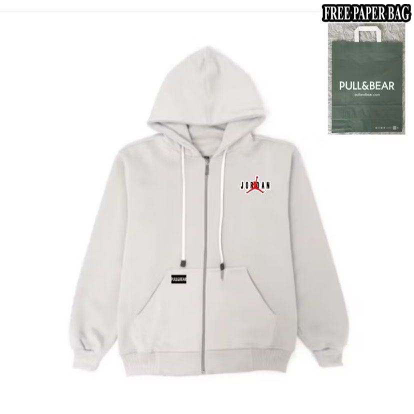 {FREE PAPER BAG} HOODIE ZIPPER CREAM PULL AND BEAR X JORDAN BASIC PRIA - WANITA PREMIUM QUALITY
