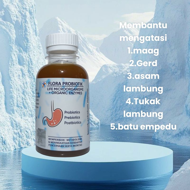 

Probiotik lambung Flora 150 ml, Probiotik+herbal,nutrisi pendukung kesehatan pencernaan