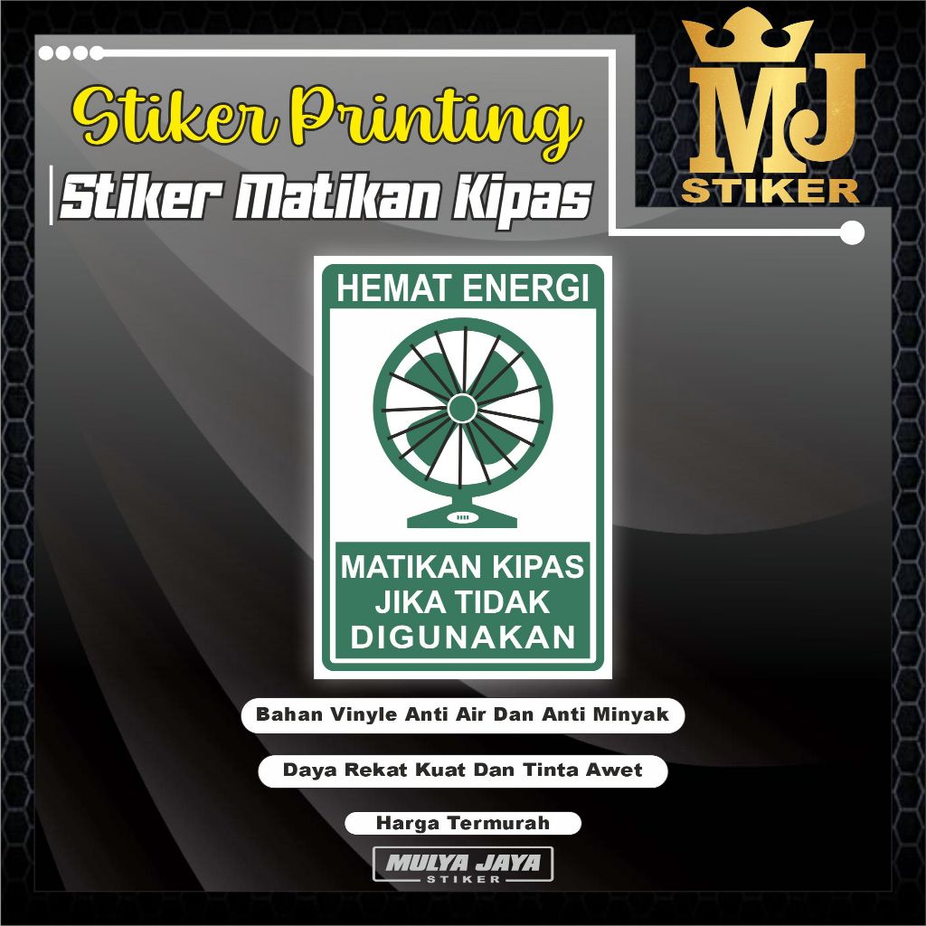 

PROMO Mulya Jaya Stiker Matikan Kipas Angin / Stiker Hemat Energi Matikan Kipas Angin / Stiker Kipas Angin / Stiker Hemat Energi
