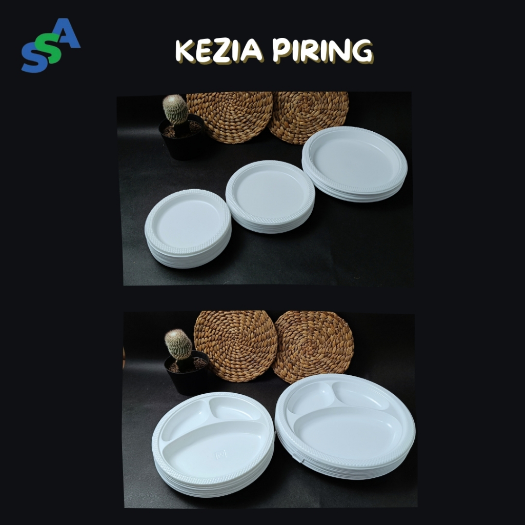 KEZIA PIRING / PIRING PLASTIK TEBAL / PIRING PLASTIK PUTIH