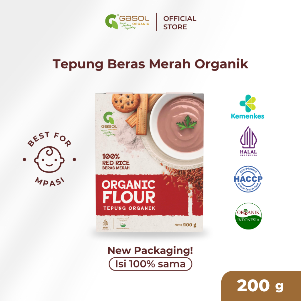 GASOL Tepung Beras Merah Organik Makanan Bayi MPASI 200gr