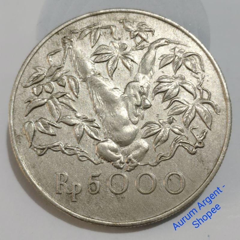 SKK.53-- 1 PC KOIN PERAK KUNO ASLI RP 5000 TH 1974. -- SILVER COIN --