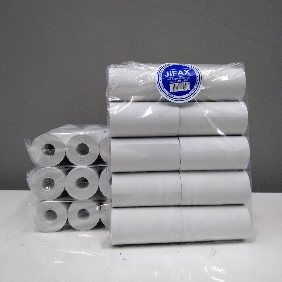 

Jifax Thermal Paper 57mm x 30mm Coreless isi 10 roll Hasil Cetak Hitam