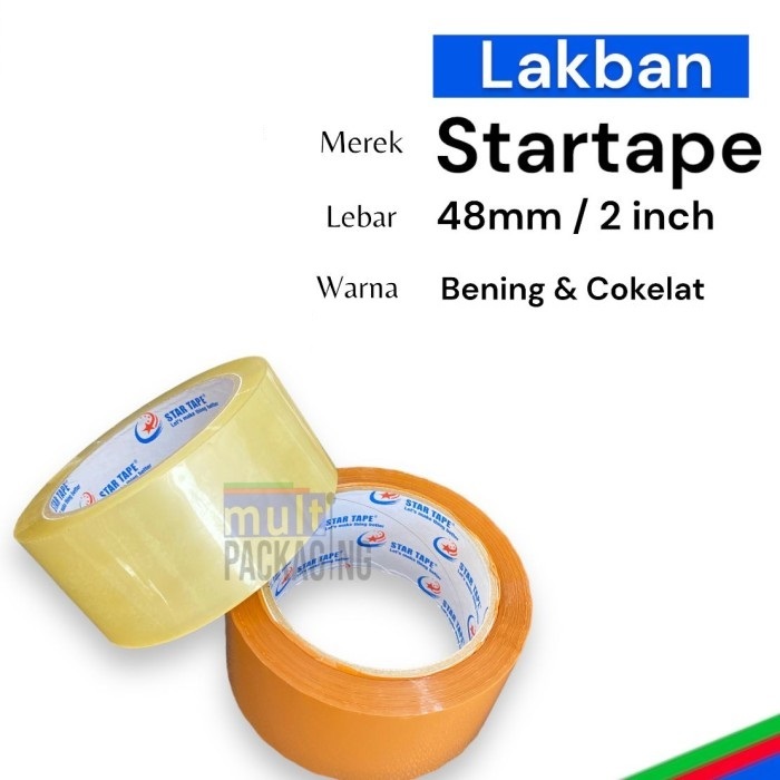 

LAKBAN MERK STAR TAPE 48 mm dan 45 mm 90 yard dan 100 yard