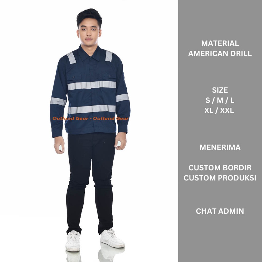 Safety Rembo by Batavia Uniform Baju Kemeja Wearpack Safety K3 Lengan Panjang Resleting Seragam Kerj