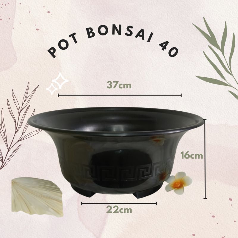 Pot plastik GBL Bonsai 40 - Pot bunga/tanaman Bonsai diameter 40cm warna hitam