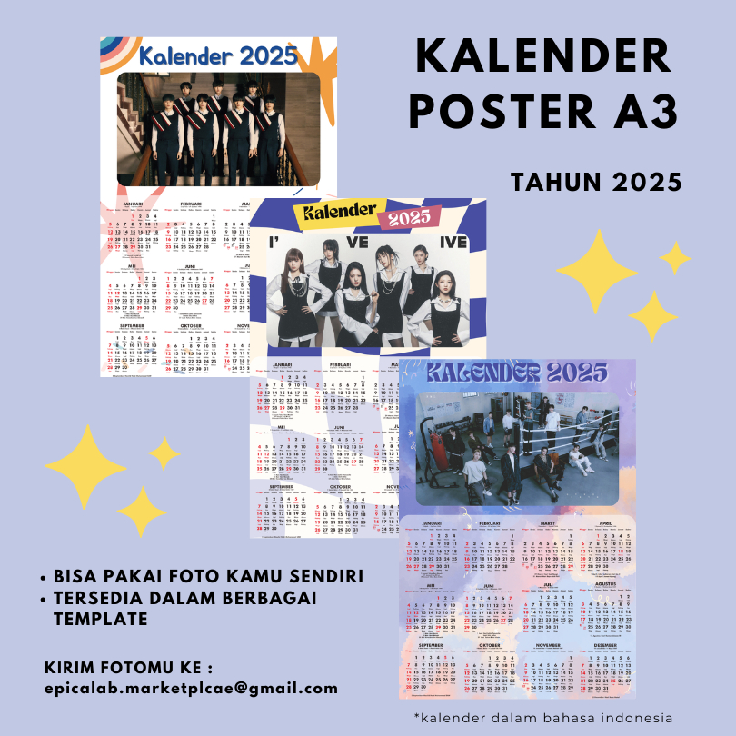 

[custom foto] Kalender Poster - Kalender 2025 ukuran A3+