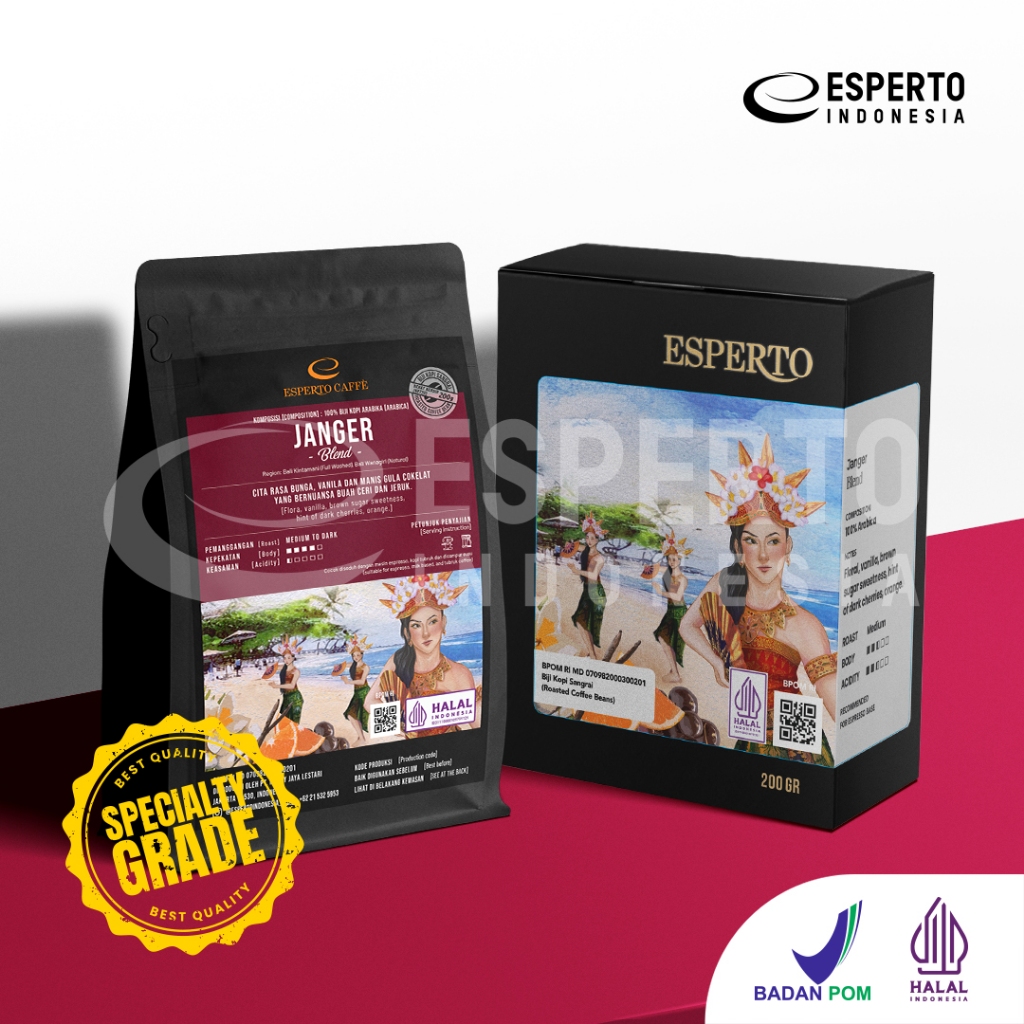 

ESPERTO CAFFE SPECIALITY GRADE JANGER BLEND 200 GR - KOPI BIJI - COFFEE BEANS