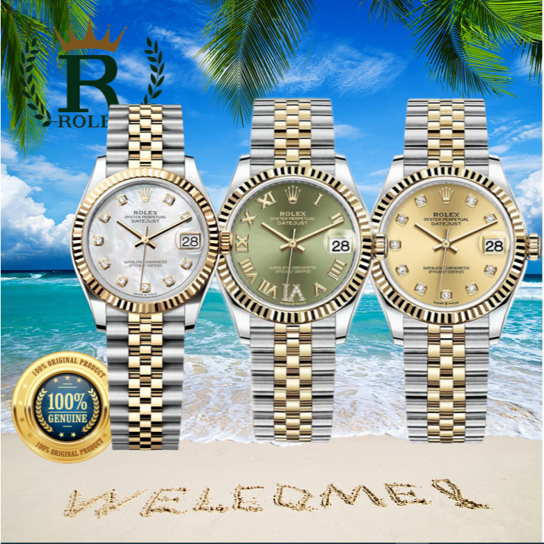 [Rolex] 100% Original Jam Tangan rolex M278273-0016 Rose Gold Log Watch 31mm Arloji stainless steel 