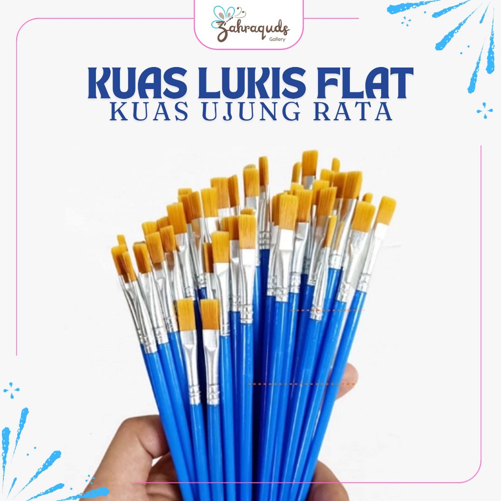 

Kuas Lukis Ujung Flat Cat Air Minyak Kanvas Paintbrush Painting brush Canvas Art Acrylic Painting Akrilik Palet Bahan Bulu Nylon 100% Lembut Awet