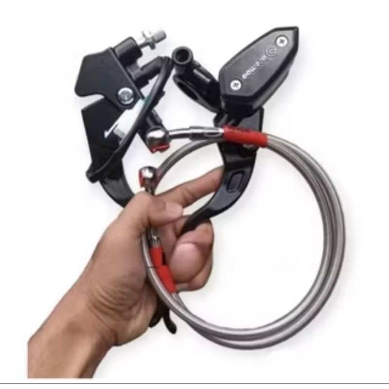 (promo paket hemat) MASTER REM BREMBO OVAL SET KANAN KIRI PLUS SELANG REM DEPAN VARIASI UK 95CM SEMU