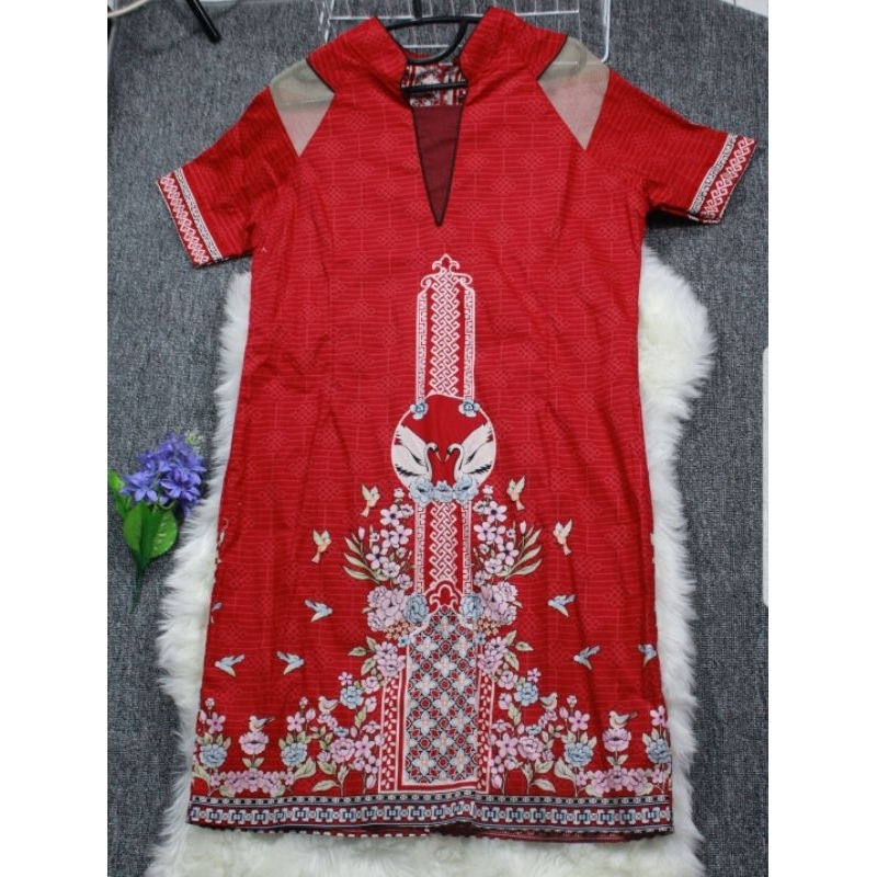 Cheongsam Batik Dress Cewek Couple Untuk Imlek Chinese New Year Premium
