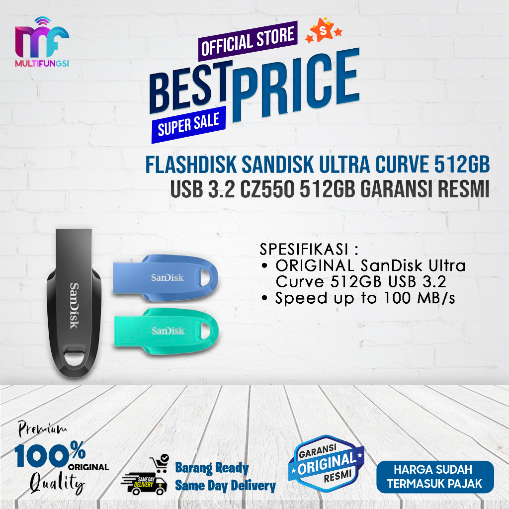 Flashdisk Sandisk Ultra Curve 512GB USB 3.2 CZ550 512GB Garansi Resmi
