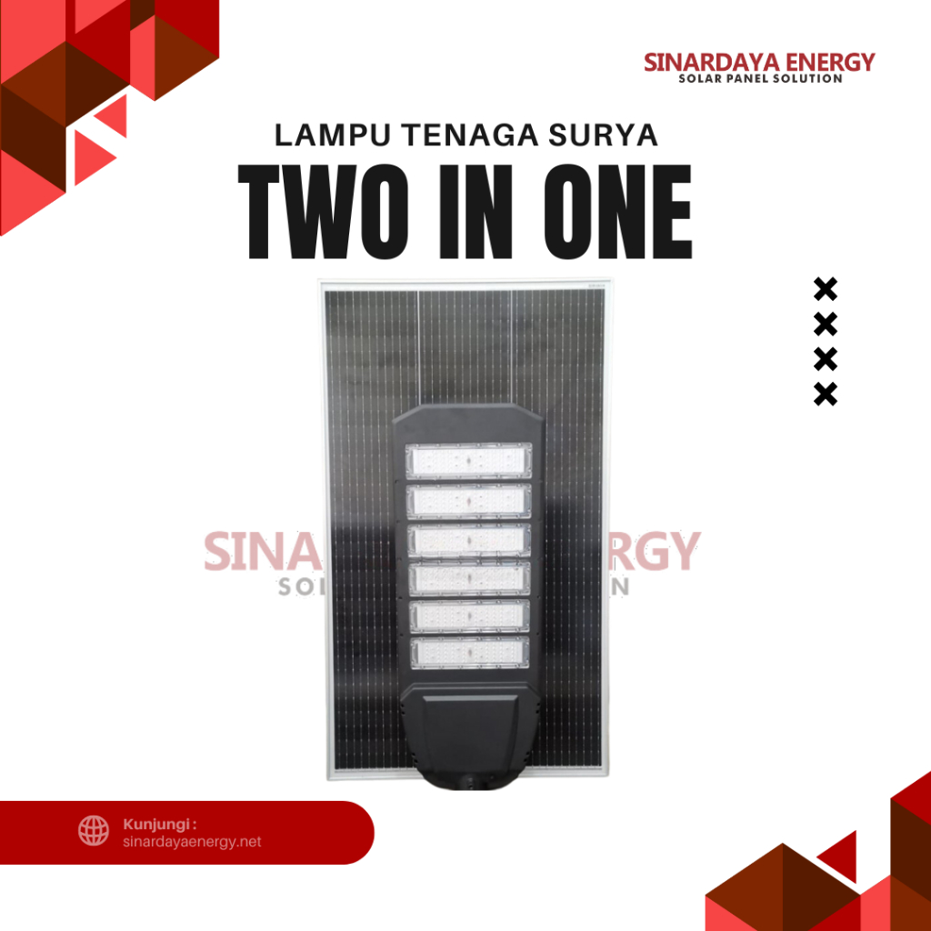 Lampu PJU Solar Panel 80 watt Two In One Lampu Jalan Tenaga Surya Free Panel Surya