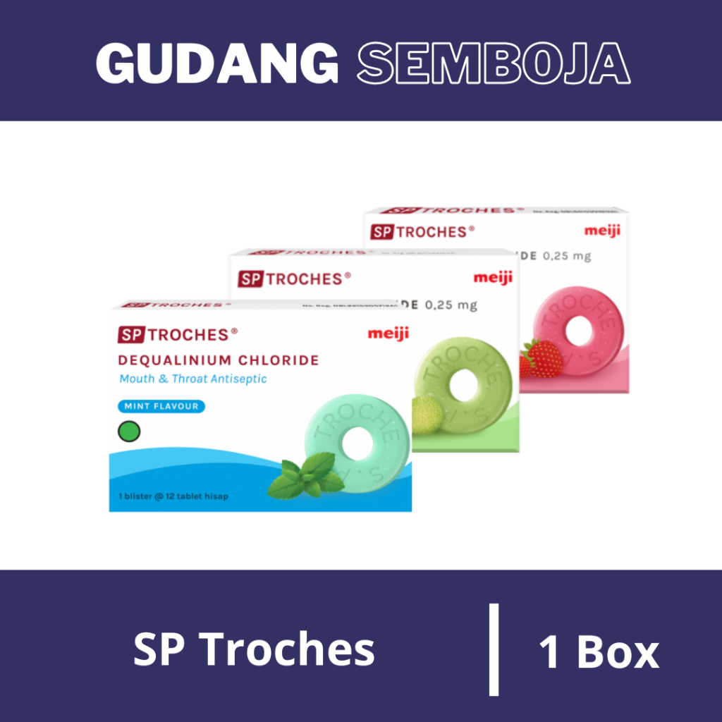 SP Troches Meiji 1 Box Isi 12 Tablet Hisap / Obat Radang Sakit Tenggorokan