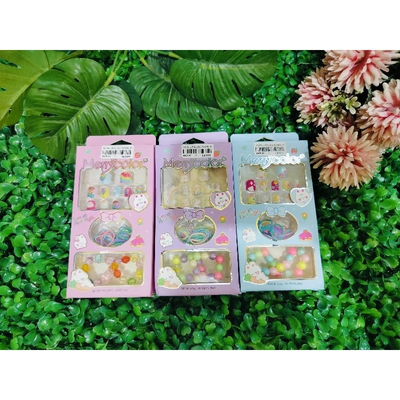 Set Kuku Palsu Anak + Kuncir + Gelang (Tanpa Lem)