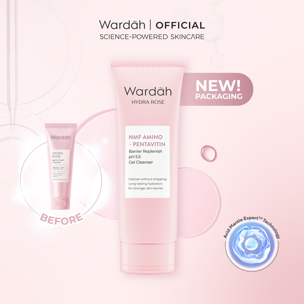 Wardah Hydra Rose Gel to Foam Cleanser 100 ml / hydra rose gel facial wash wardah