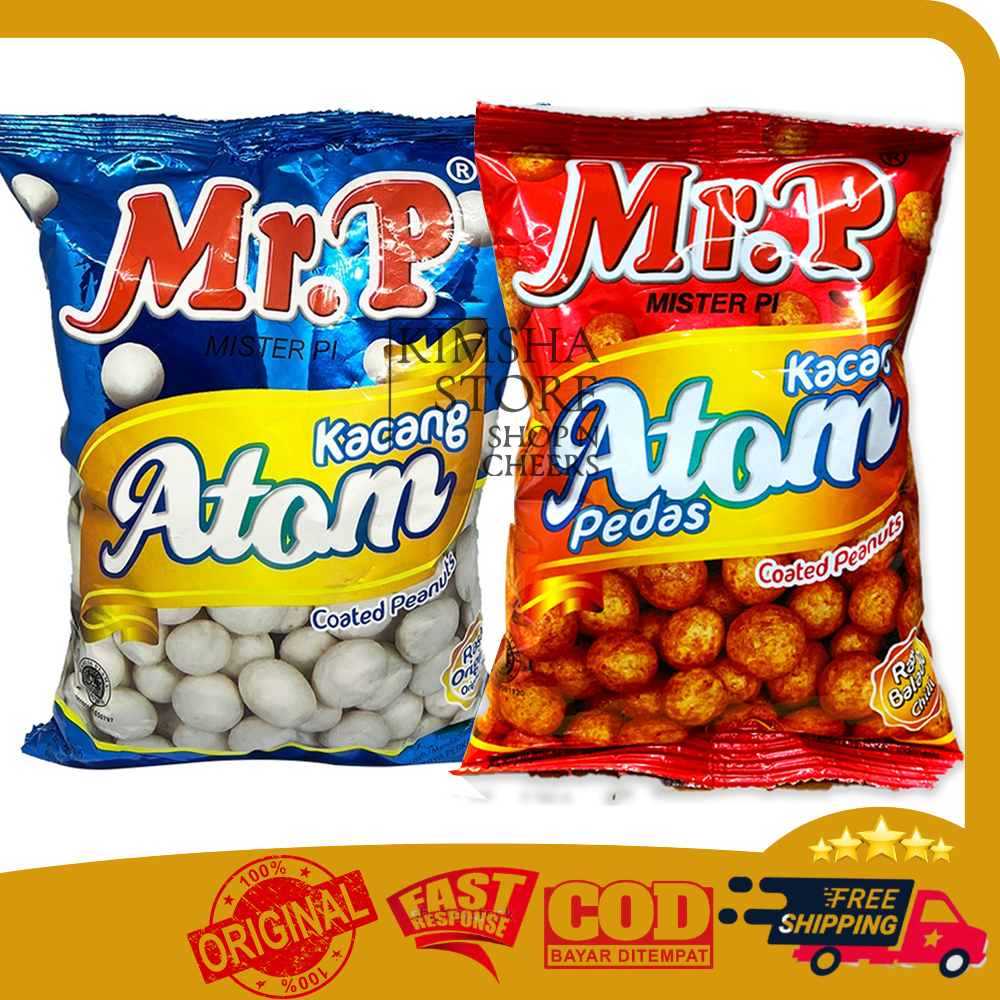 

Mr. P Kacang Atom Mister Pi Cemilan Makanan Ringan Snack Camilan Mr.P Coated Peanuts Original