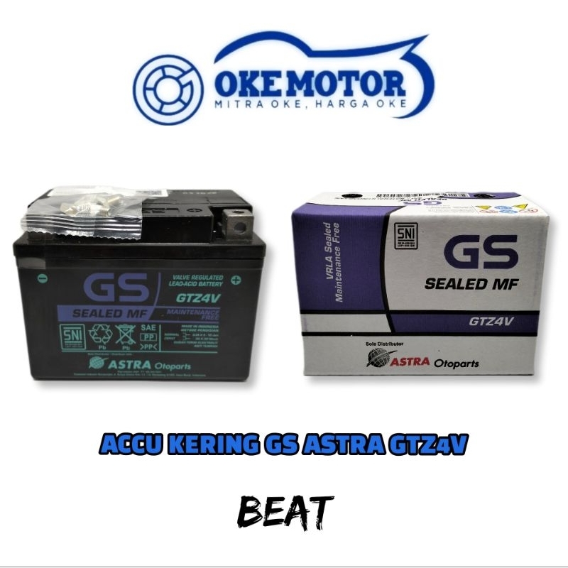 AKI GS ASTRA SEALED MF KERING GTZ-4V 12V 3Ah BEAT/BEAT-FI/SCOOPY