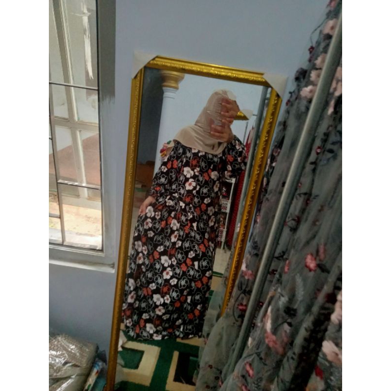 gamis rayon twill motif bunga