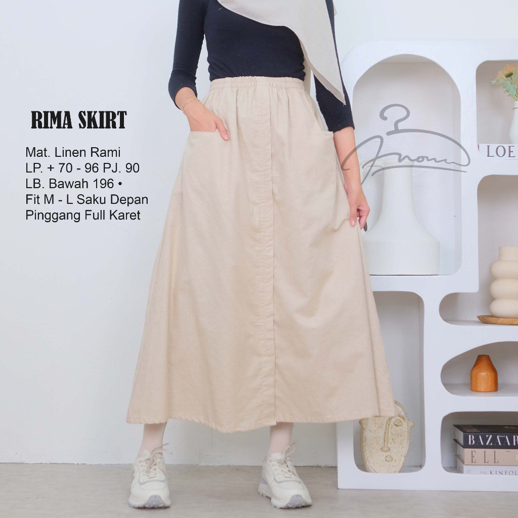 Rima Joy Skirt Linen Premium Rok Panjang Wanita Korean Style
