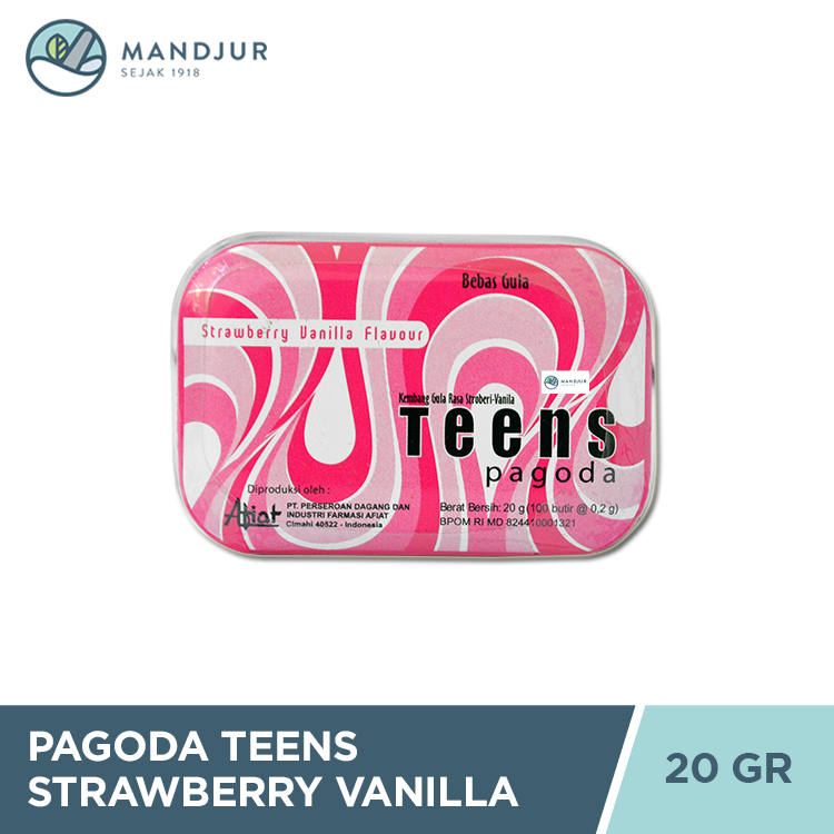 

Pagoda Teens Strawberry Vanilla Flavour 20 Gram - Permen Pelega Tenggorokan