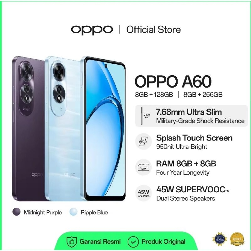Hp Oppo A60 8Gb + 8Gb + 128 Gb / 256 Gb