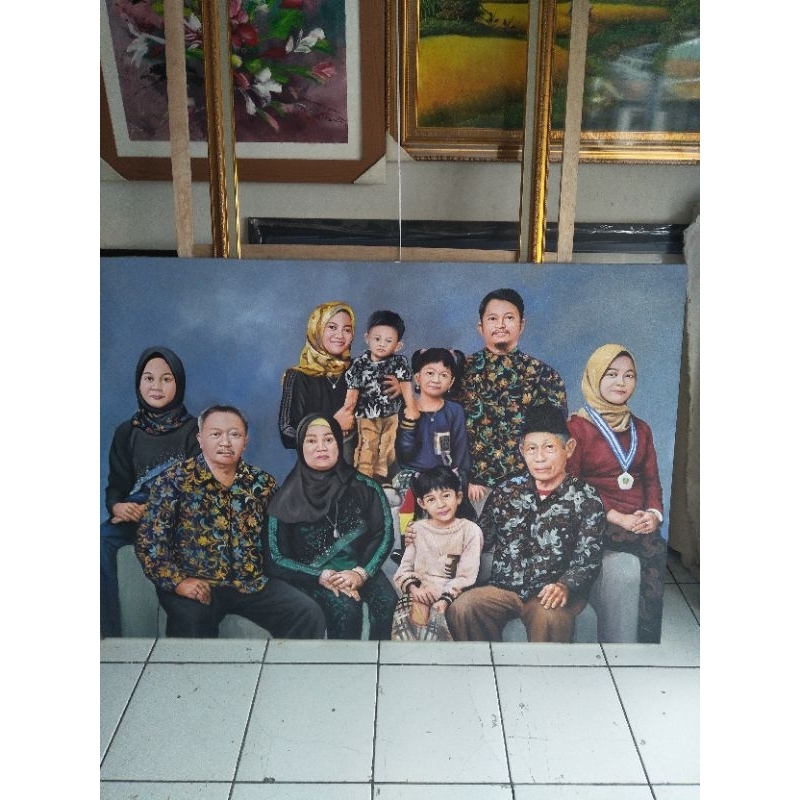lukisan custom wajah keluarga besar