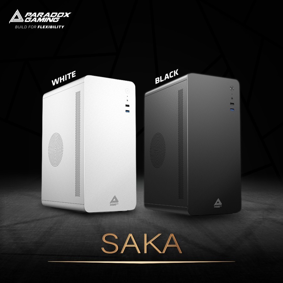 Paradox Gaming SAKA Black / White Include PSU 400W | Casing PC M-ATX | Case CPU Kantor