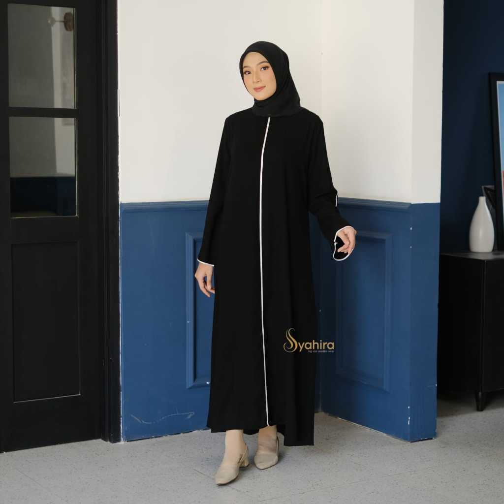 abaya hitam mewah elegan gamis hitam turkey simple abaya remaja jetblack