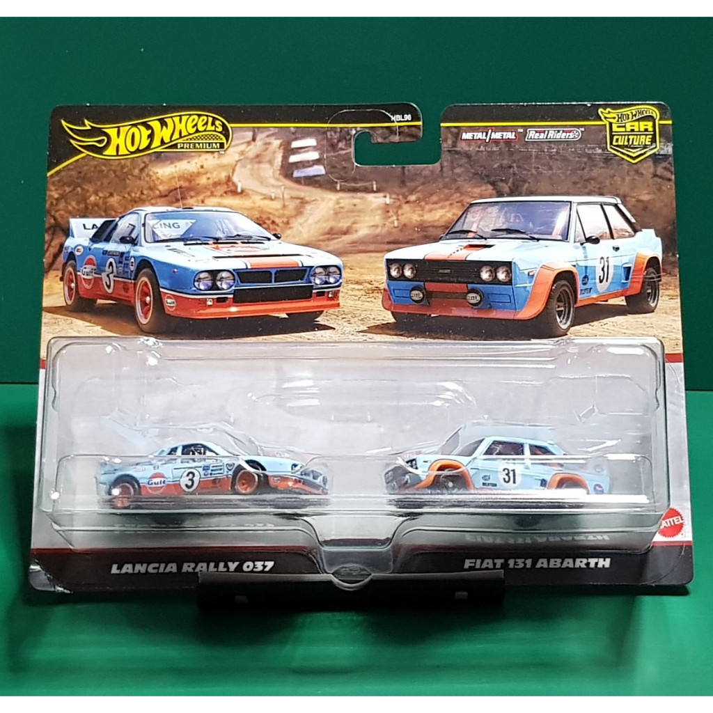 Hotwheels lancia rally 037 & fiat 131 abarth gulf car culture diecast 1 64
