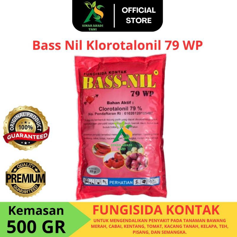 Fungisida Bassnil Bass-nil Klorotalonil 79 WP 500 Gram