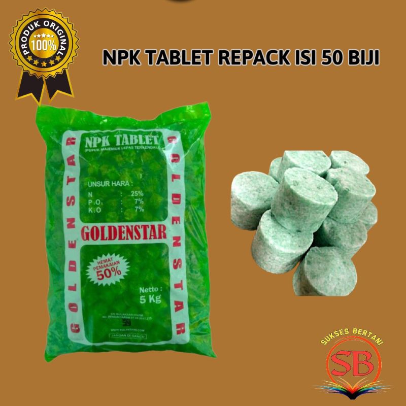 NPK TABLET GOLDEN STAR HIJAU REPACK ISI - 50 BIJI