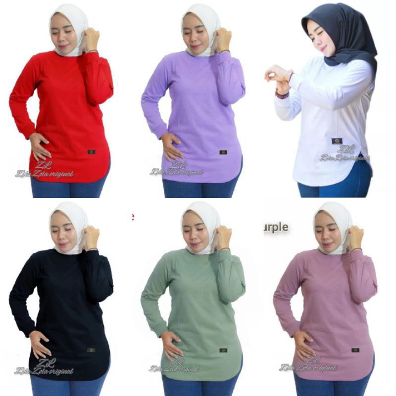 Kaos Lengan Panjang Wanita Zola Zola/ Kaos Polos Wanita/Kaos Zola Zola