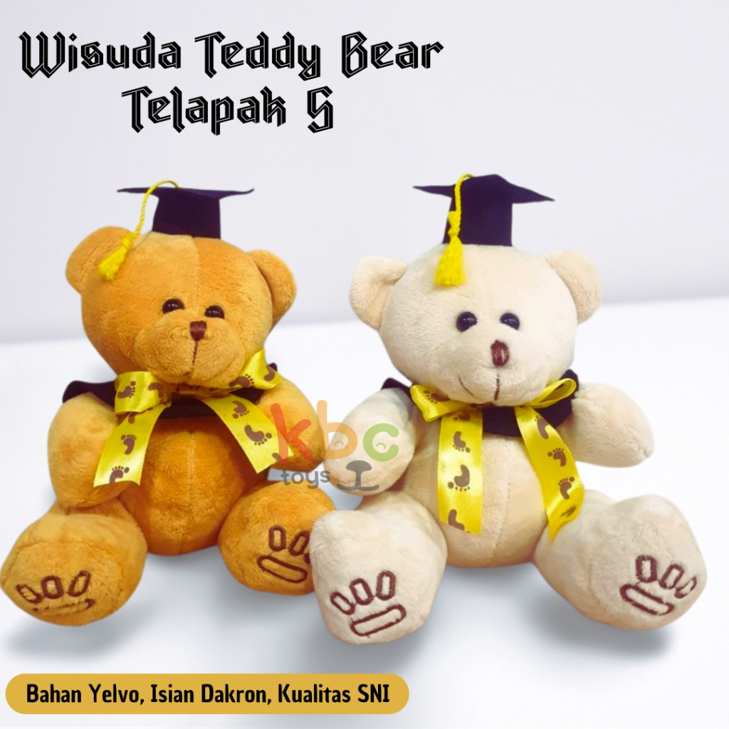 Boneka Teddy Bear Wisuda Telapak S 22 CM 100% Kualitas Premium -  Wisuda Beruang Ukuran Sedang Terba