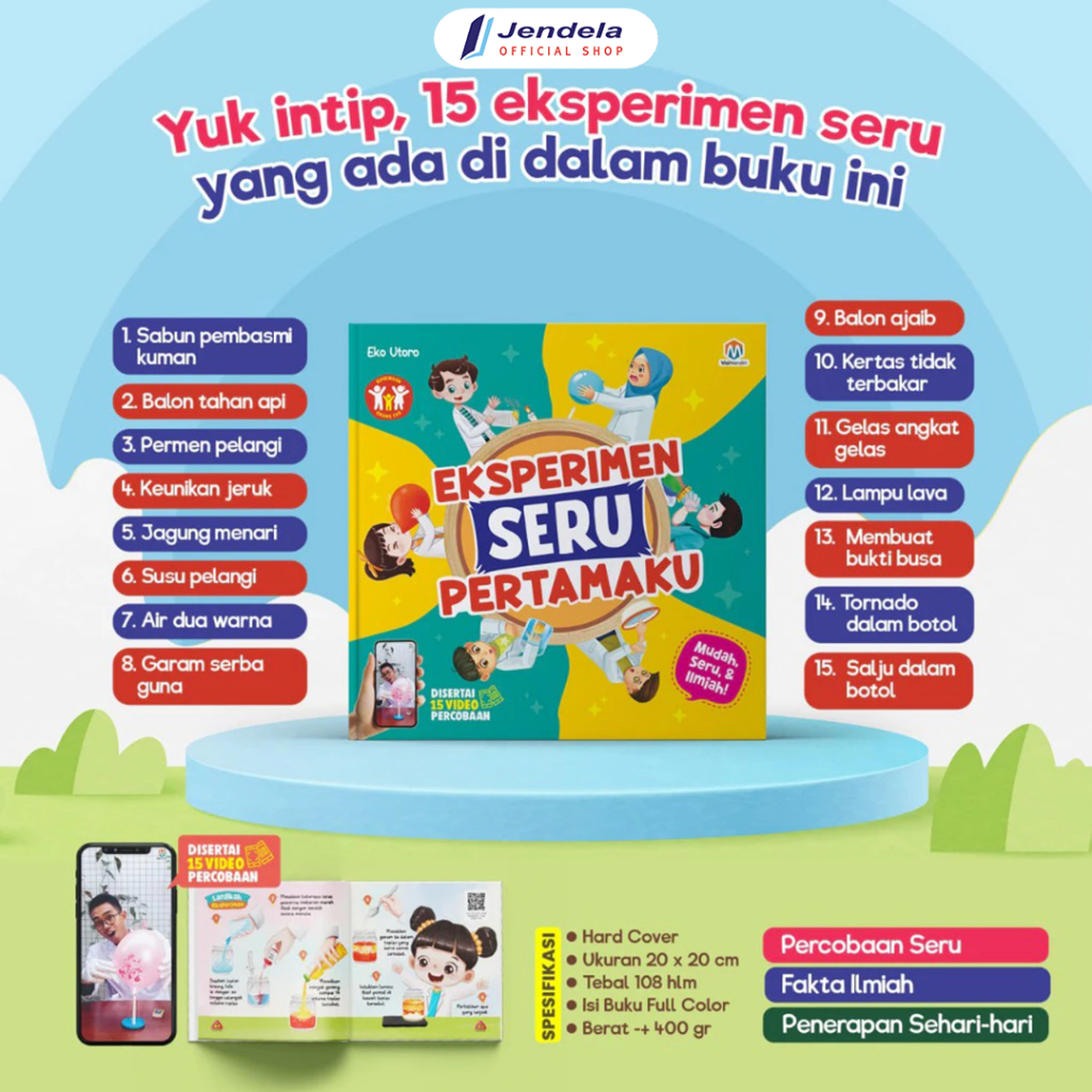 Buku Anak Sains Eksperimen Seru Pertamaku 15 Eksperimen Sains Buku Edukasi Anak SD Hard Cover Ziyadb