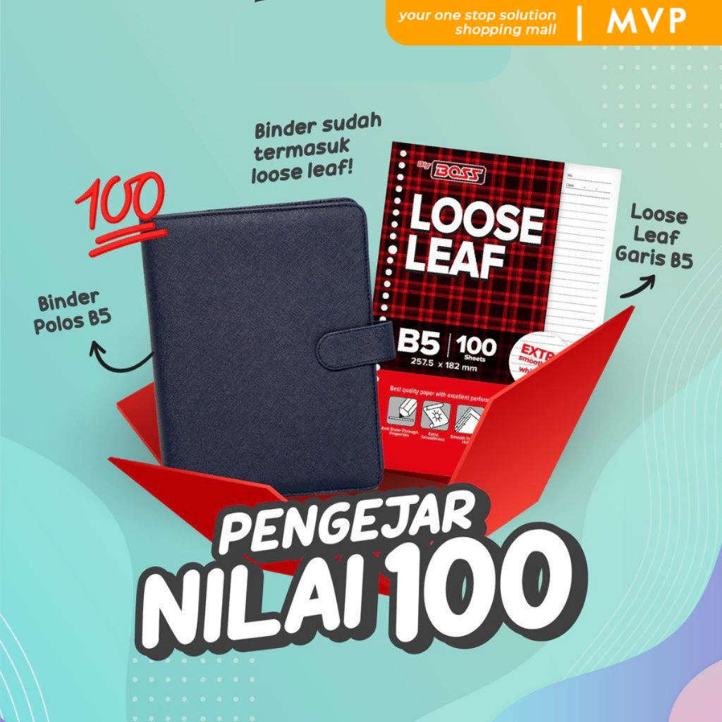 

MVP Paket Set Binder B5 Sudah Termasuk Kertas Loose Leaf Isi 100 Lembar Paket Agenda Pengejar Nilai