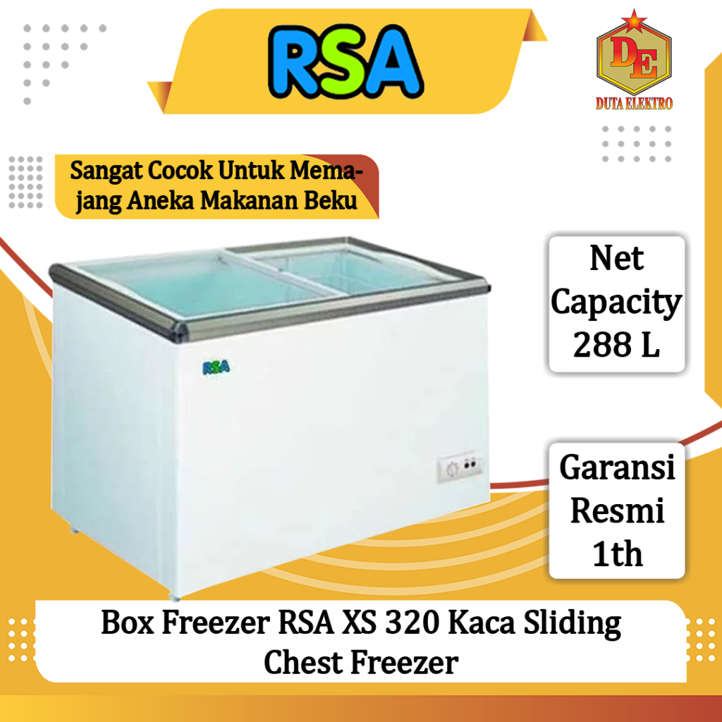 Box Freezer RSA XS 320 Kaca Sliding Chest Freezer