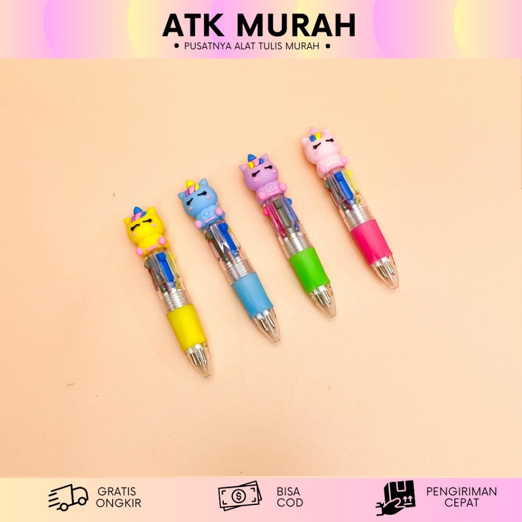 

Pulpen cetek 4 warna mini unicorn duduk / Pulpen pastel unicorn magic pena pen / alat tulis sekolah lucu gambar unicorn kuda