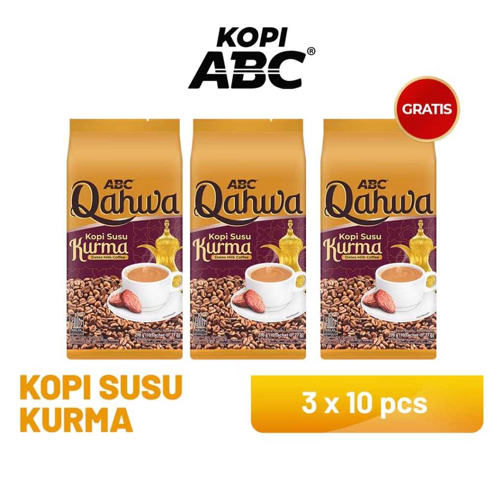 

[ Paket 3 ] Kopi ABC Susu Kurma Qahwa isi 10 pcs × 27gram