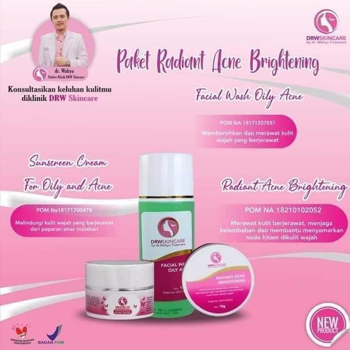 (ORIGINAL) PAKET RADIAN ACNE BRIGHTENING / PAKET JERAWAT FLEK DRW SKINCARE / ECER DRW SKINCARE / KRI