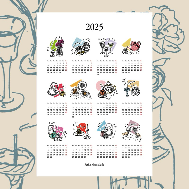 

[Petite Marmalade] 2025 Calendar / kalender dinding korean retro style