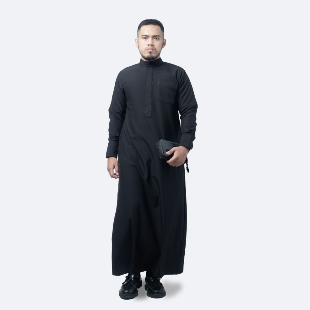 KHOIRUMMAH Jubah Sultan | Jubah Polos Sultan | Gamis Pria Dewasa Lengan Panjang | Black